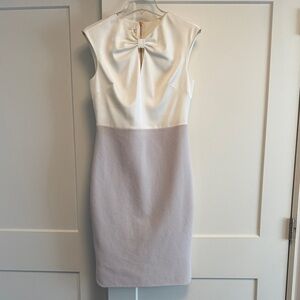 Ted Baker Cream and Gray Midi  Dress
